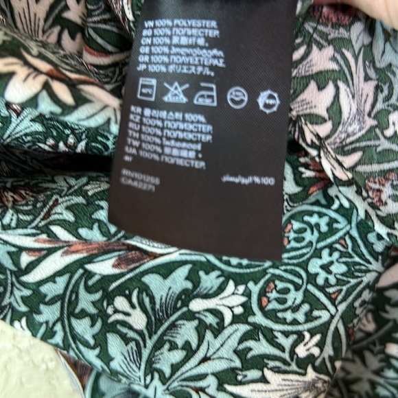 MORRIS & Co X H&M PATTERNED SHIFT DRESS TEAL GREEN BLUE 3/4 SLEEVES SIZE 14 - Picture 9 of 9